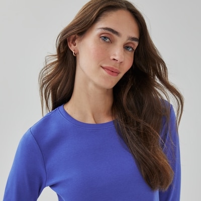 Haut essentiel manches longues en coton biologique - Bleu Vif