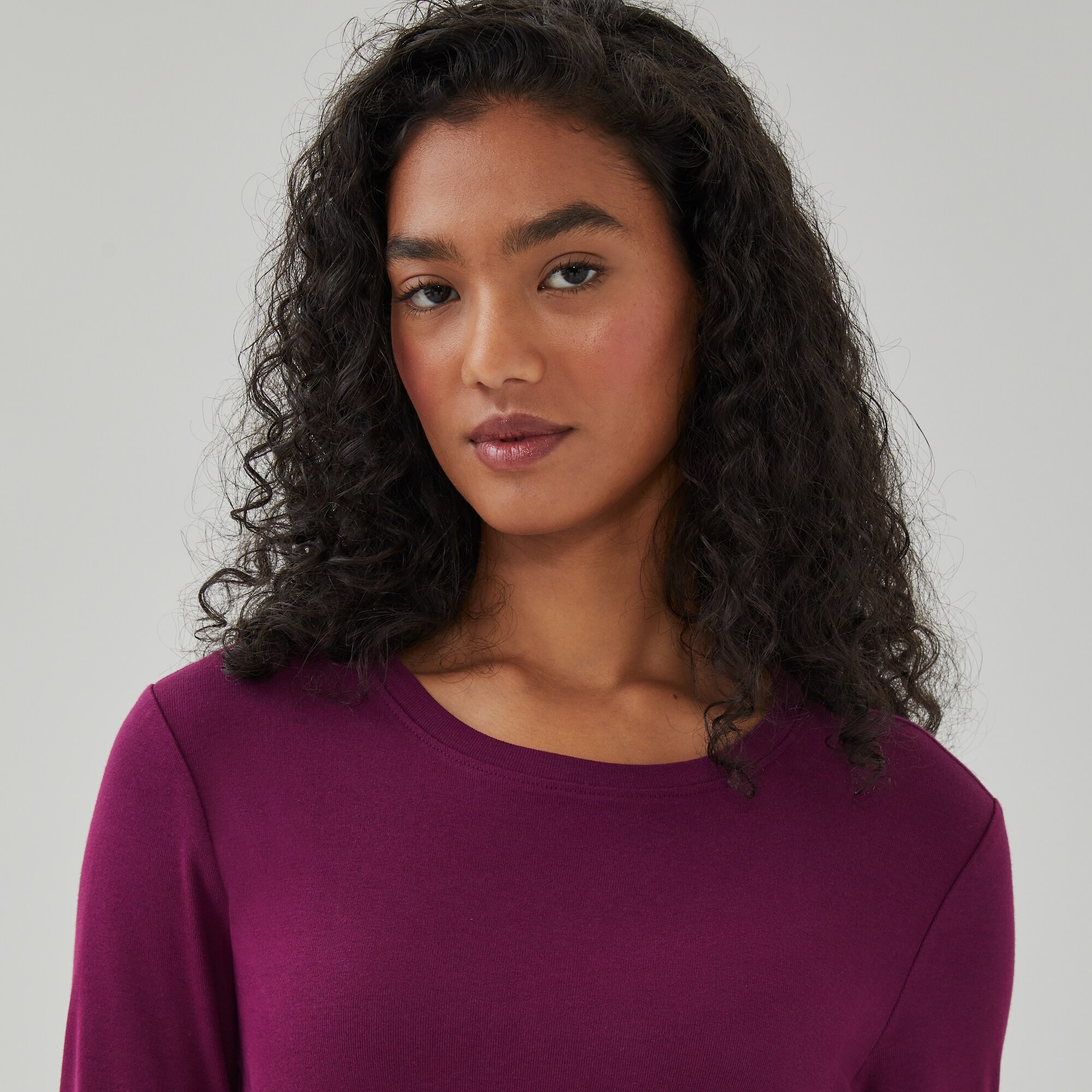 Organic Cotton Essential Long Sleeve Top in Dark Purple from Joe Fresh