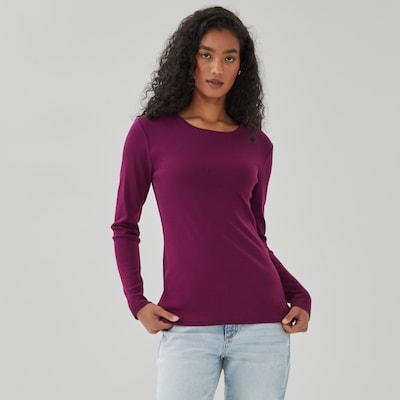 Haut essentiel manches longues en coton biologique - Violet Foncé