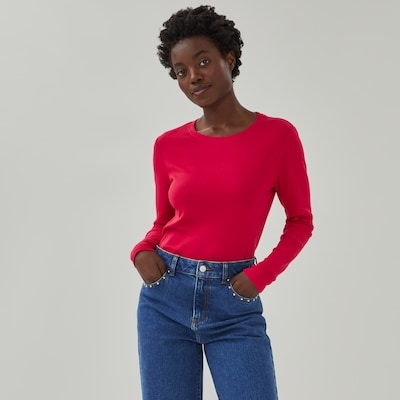 Haut essentiel manches longues en coton biologique - ROUGE cerise