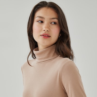 Col roulé essentiel en coton biologique - Brun Pâle