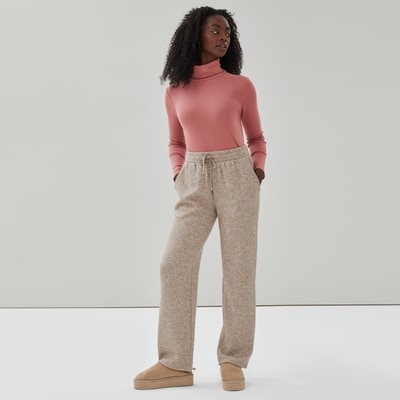 Col roulé essentiel en coton biologique - VIEUX ROSE