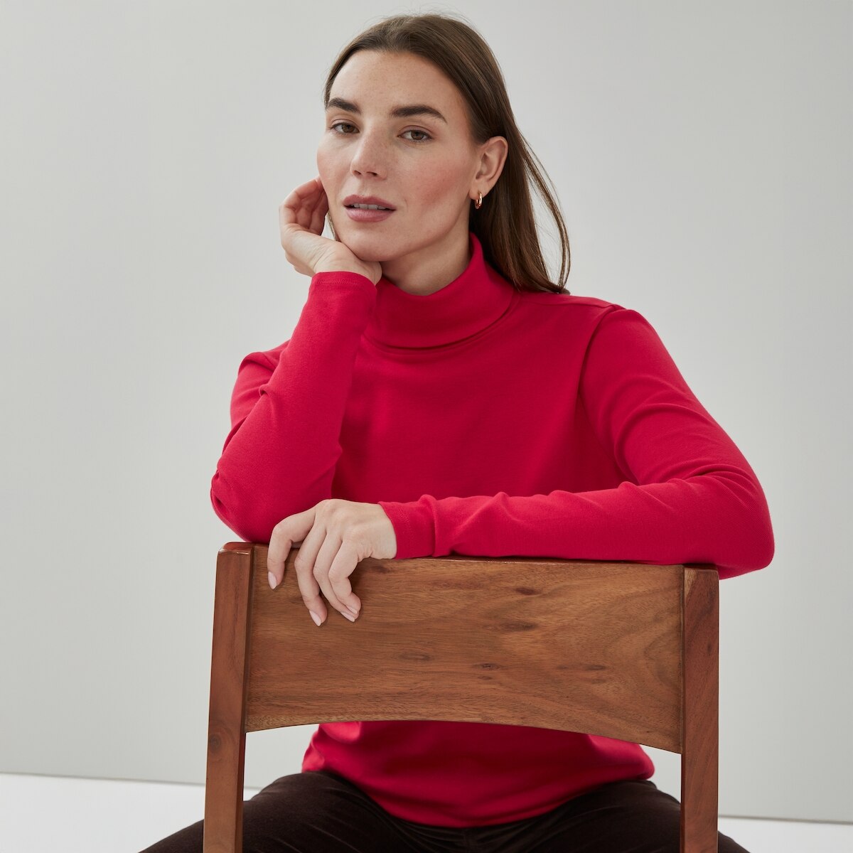 Col roul essentiel en coton biologique - Rouge Cerise