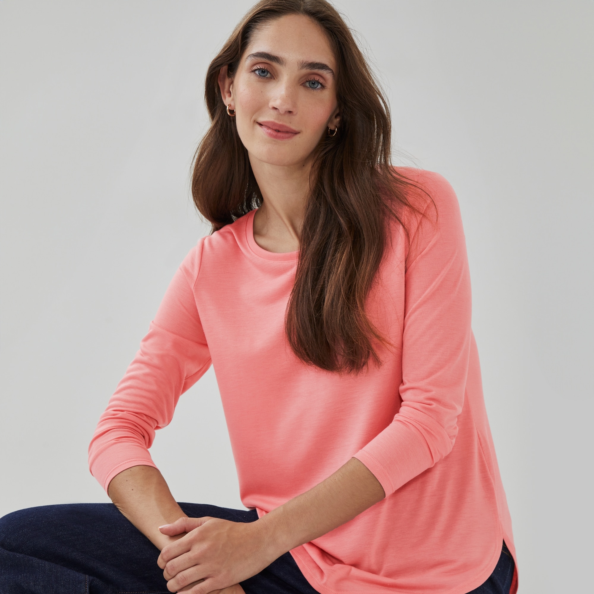 Relaxed Long Sleeve Top in Dusty Rose from Joe Fresh