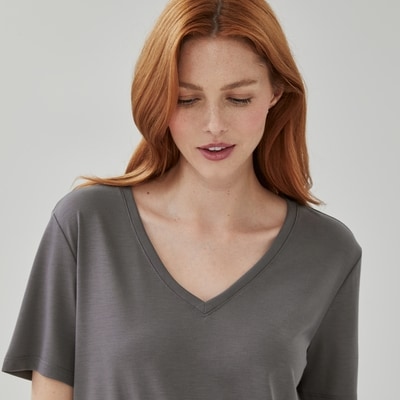 Relaxed V-Neck T-Shirt - Ash Grey