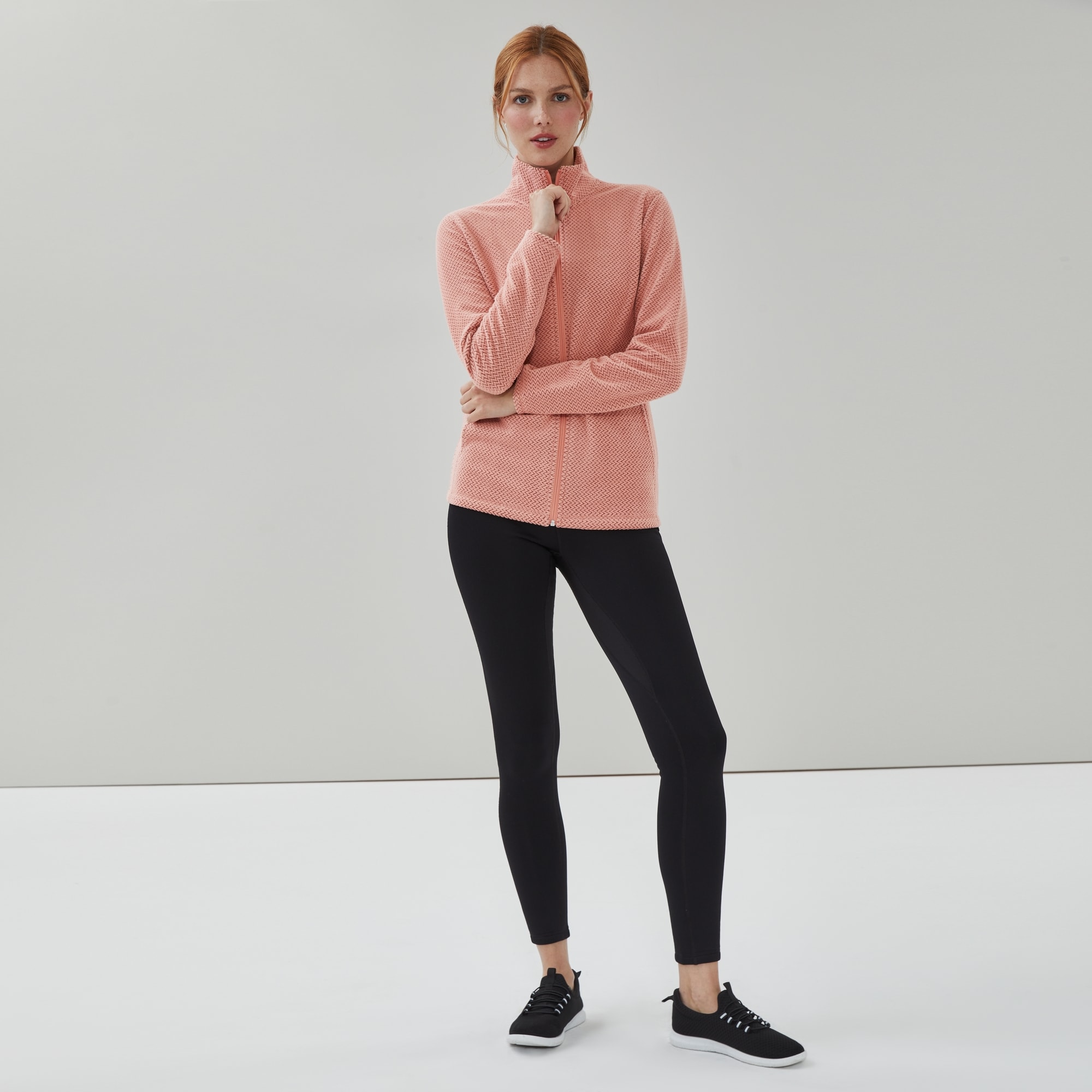 Women+ Active Fleece Jacket in Light Peach from Joe Fresh Women+ Active Fleece Jacket in Light Peach from Joe Fresh