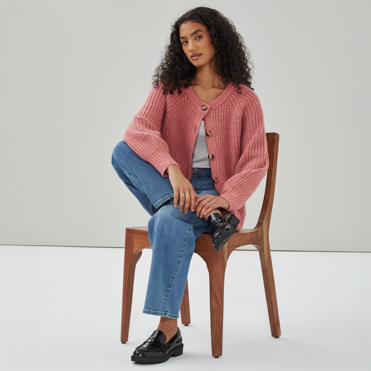 Cardigan  mailles perles  manches blouson