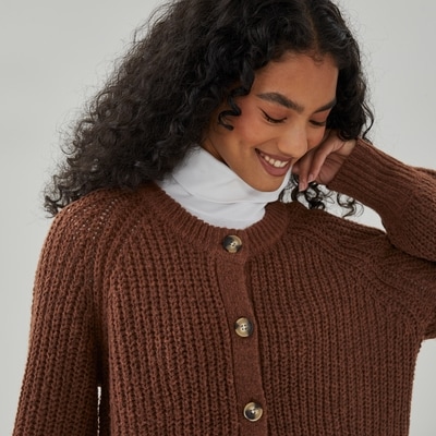 Cardigan à mailles perlées à manches blouson - Ombre