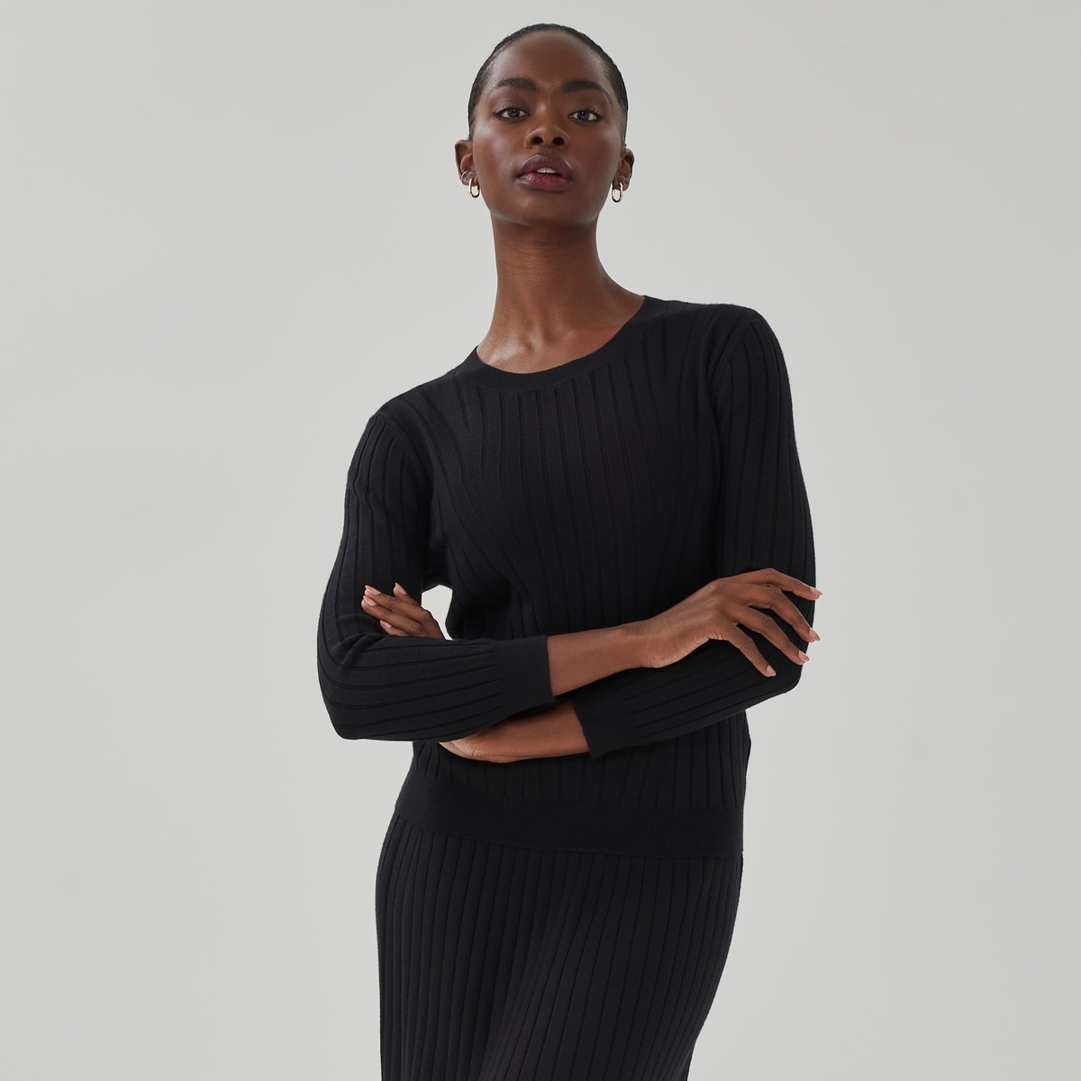 Wide Ribbed Long Sleeve - Jf Black