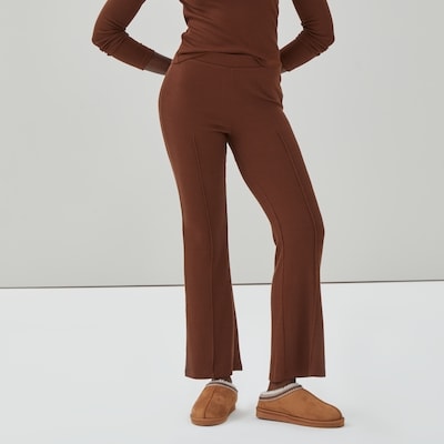Pantalon évasé côtelé - Brun
