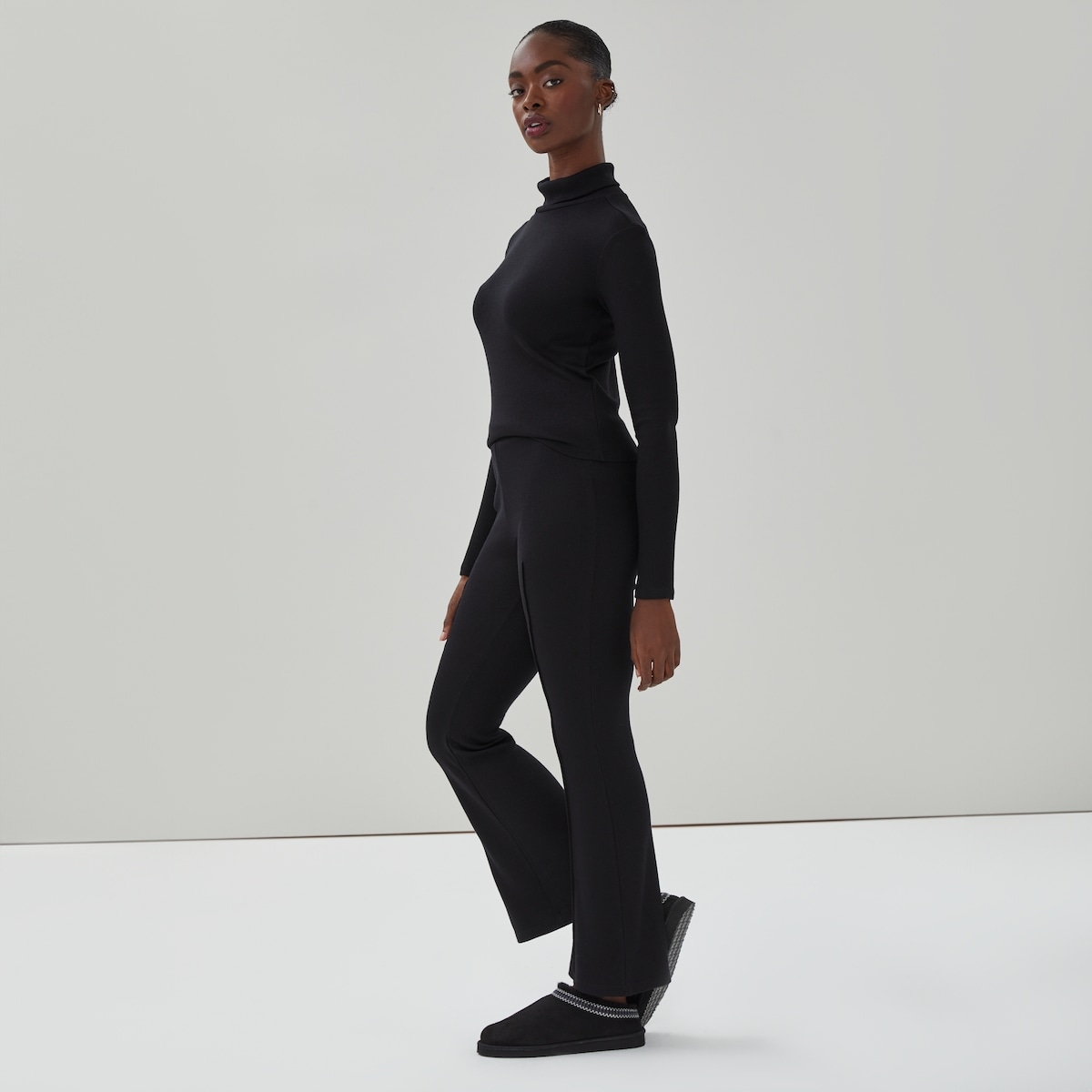 Ribbed Flare Pant - Jf Black