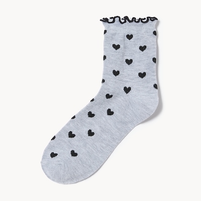 Heart Crew Socks - Grey