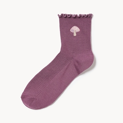Embroidered Crew Socks - Maroon