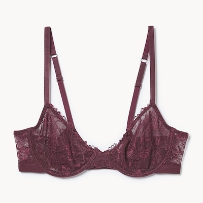 Lace Underwire Bra - Burgundy