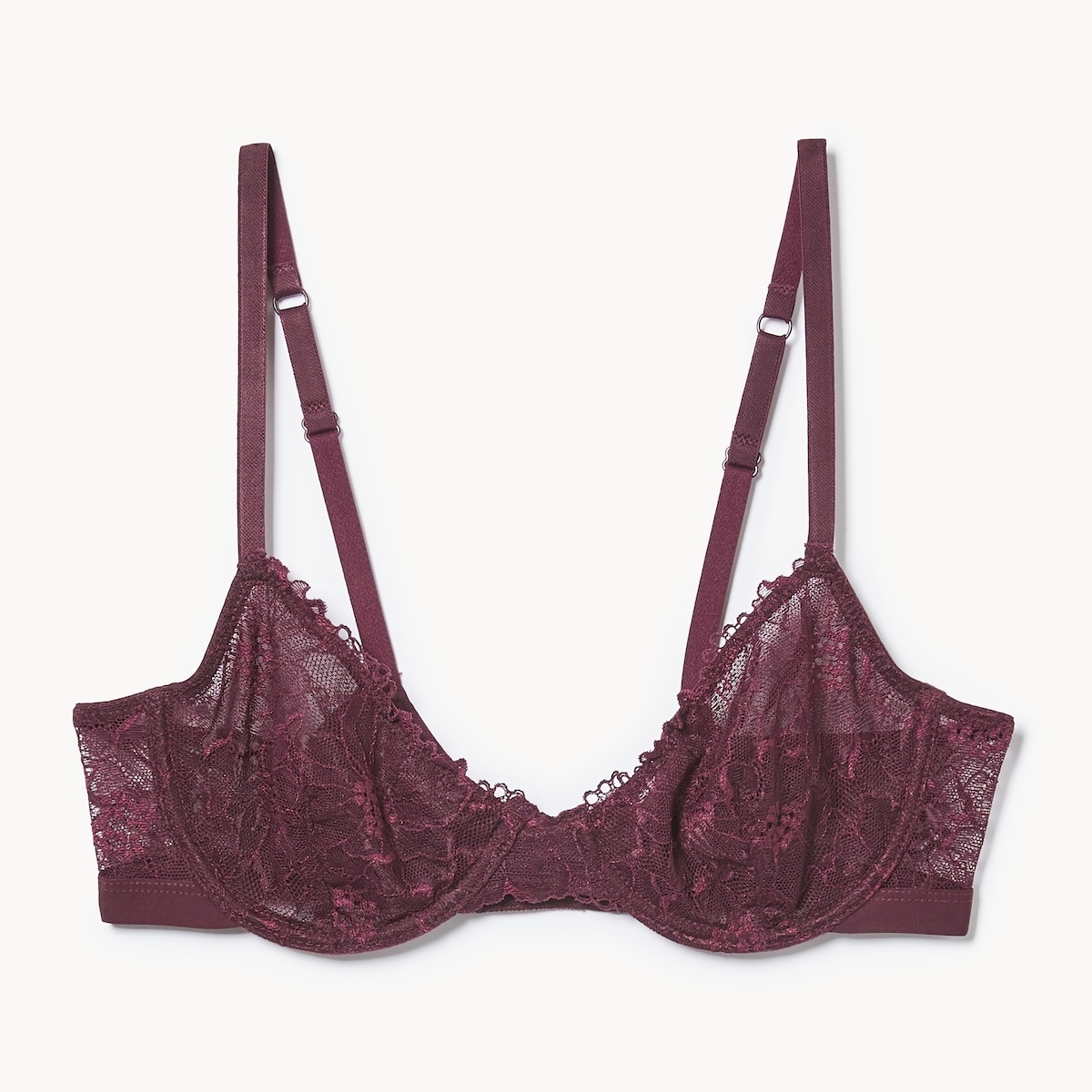 Soutien-gorge  armature avec dentelle - Bourgogne