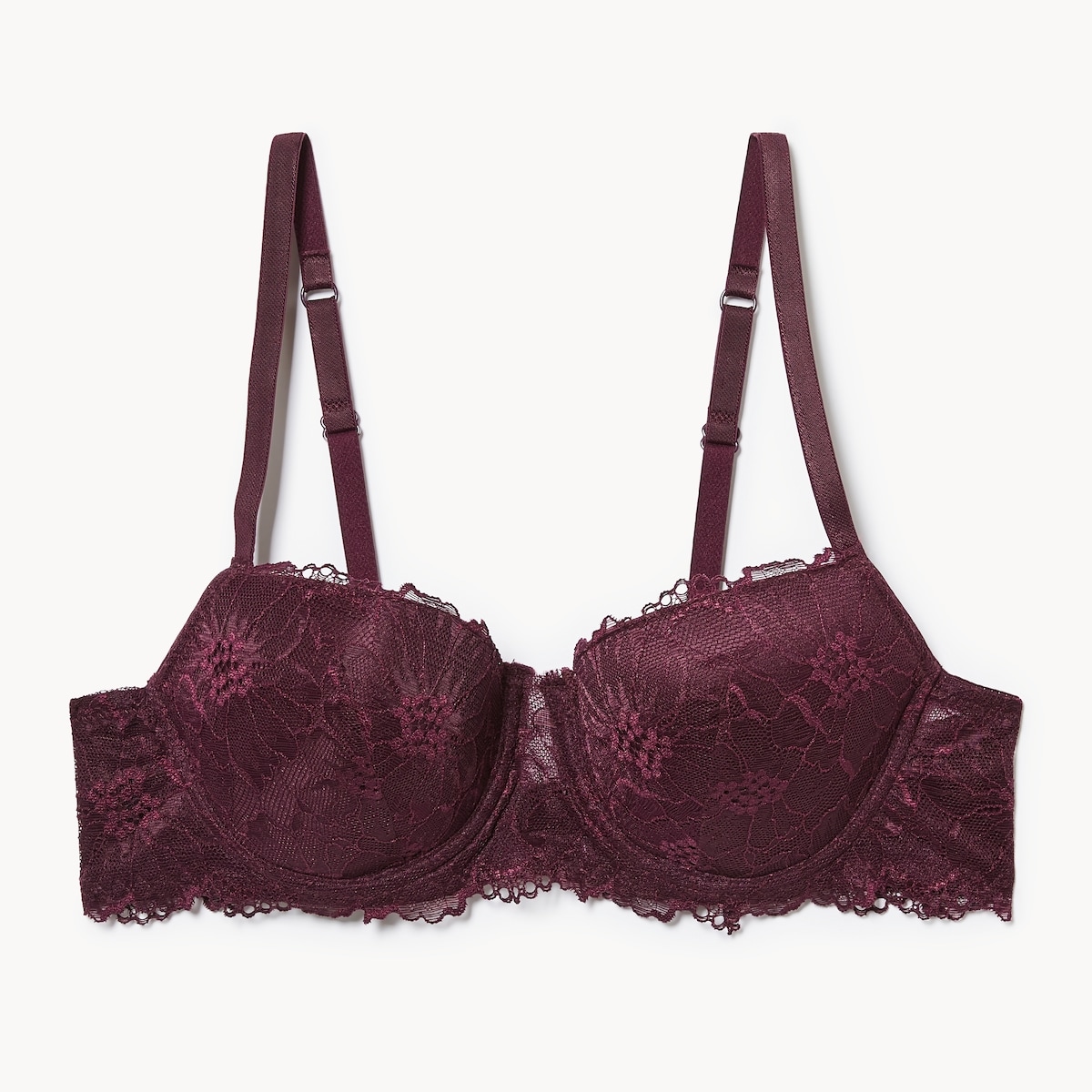 Lace Balconette Bra - Burgundy
