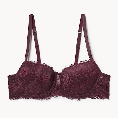 Lace Balconette Bra - Burgundy