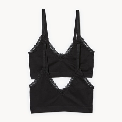 2-Pack Seamless Lace Bralette - Black