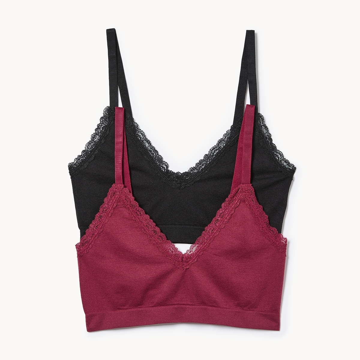 2-Pack Seamless Lace Bralette - Burgundy