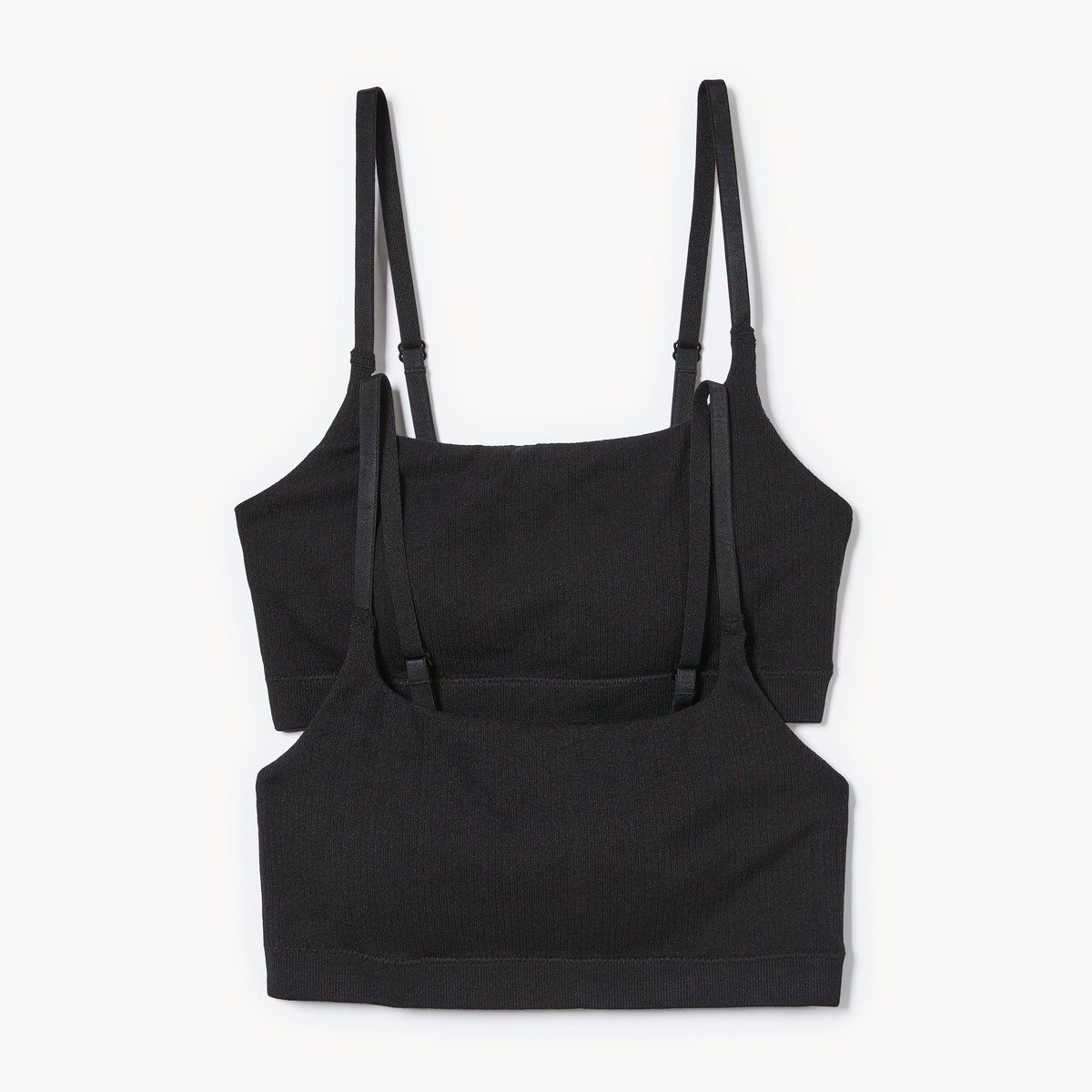 2-Pack Seamless Ribbed Bralette - Black