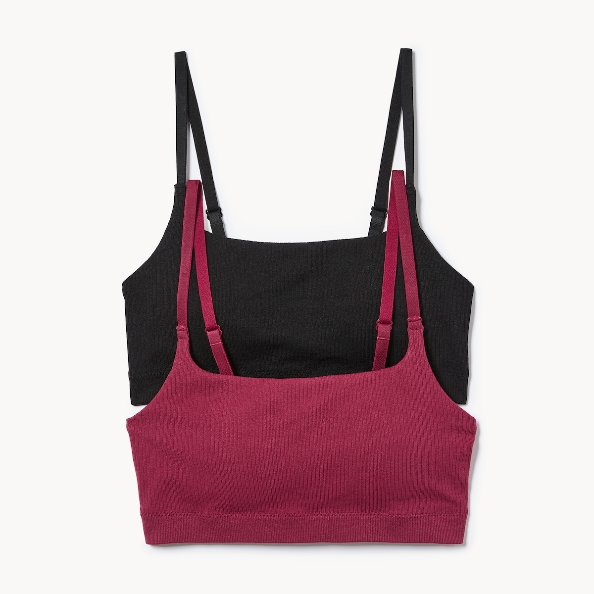 2-Pack Seamless Rib Bralette - Burgundy