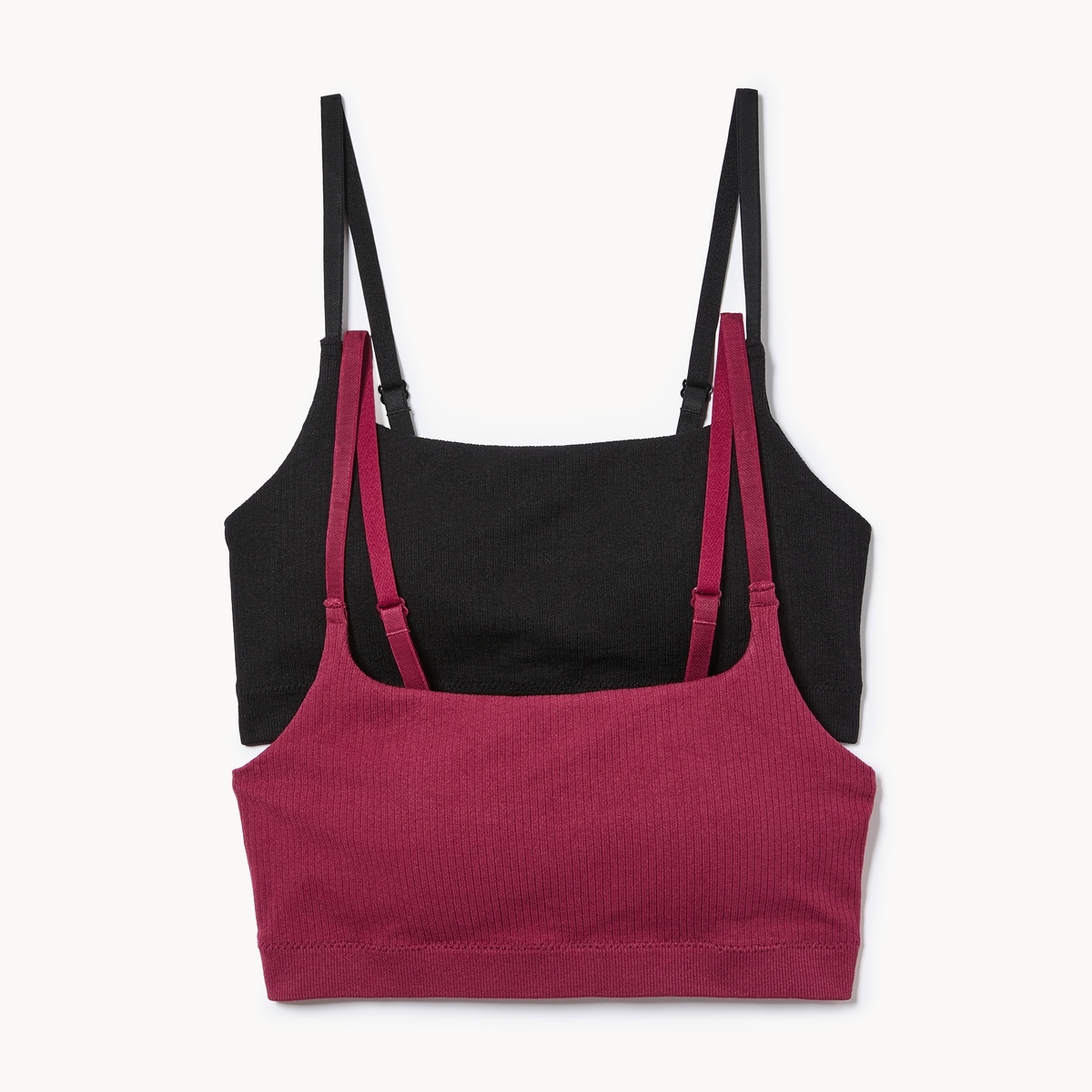 2-Pack Seamless Rib Bralette - Burgundy
