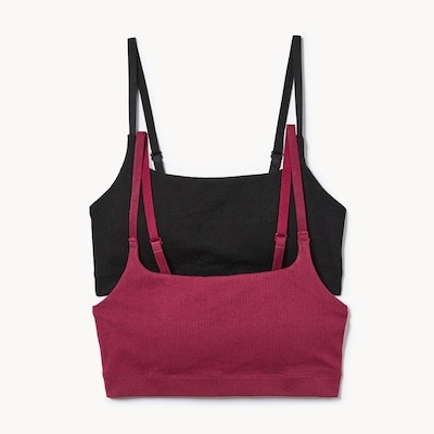 2-Pack Seamless Ribbed Bralette - Burgundy