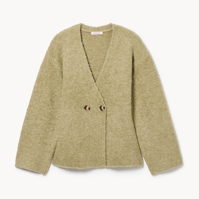 Double-Breasted Cardigan - Light Olive