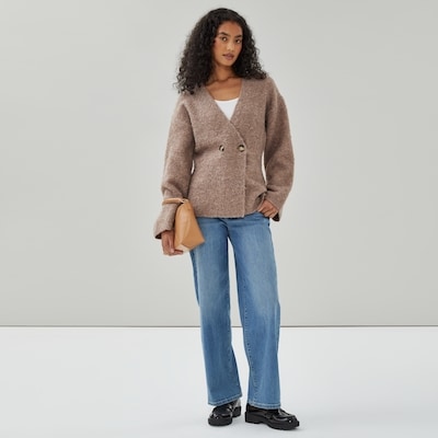 Double-Breasted Cardigan - Light Brown