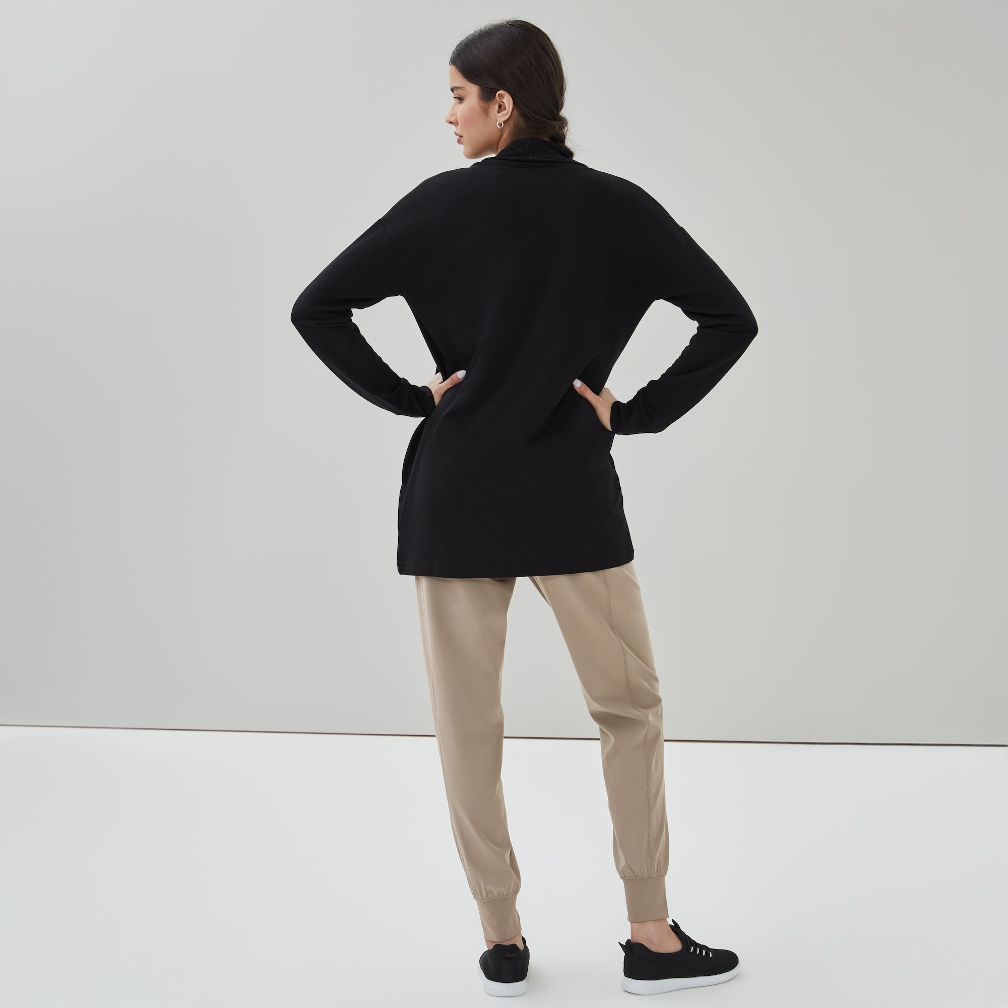 Active Open Front Cardigan in Black from Joe Fresh