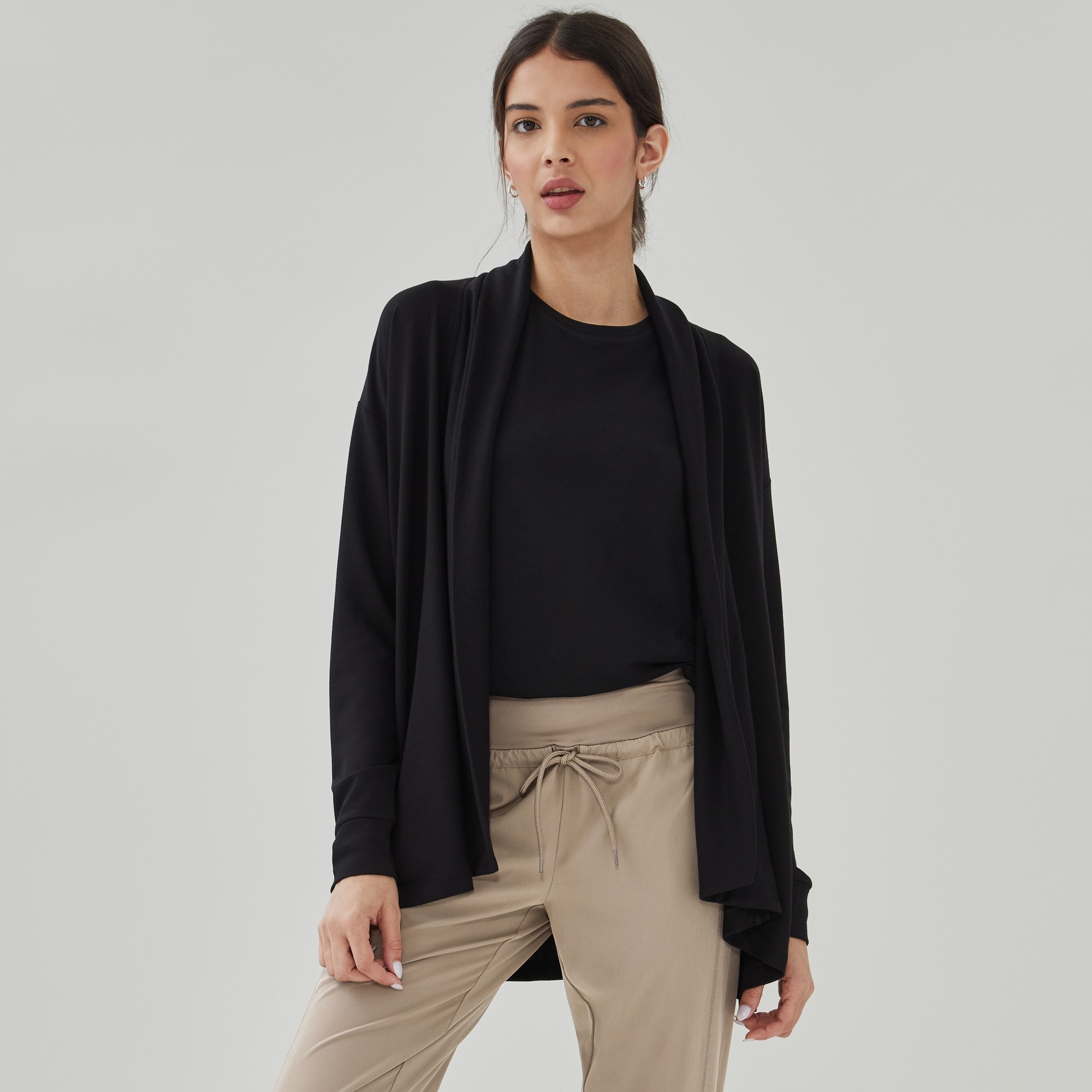 Active Open Front Cardigan in Black from Joe Fresh