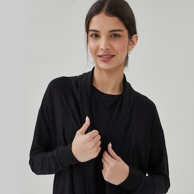 Cardigan sport ouvert sur l’avant - Noir