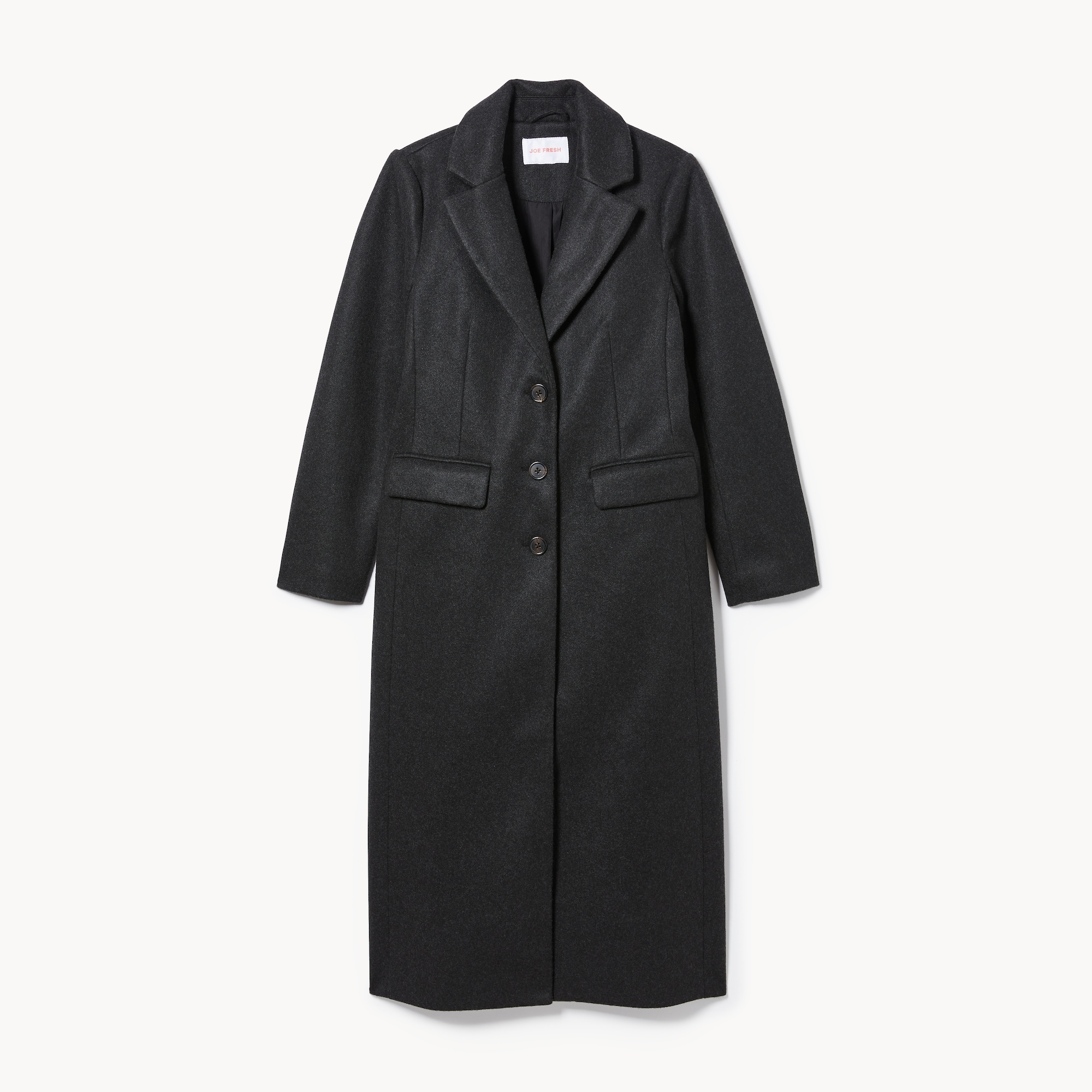 Structured Melton Car Coat in Charcoal Mix from Joe Fresh