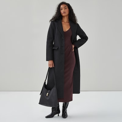 Structured Melton Car Coat - Charcoal Mix