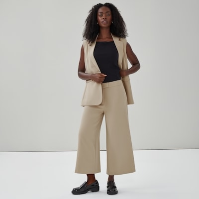 Crepe Culotte Pant - Light Khaki Brown