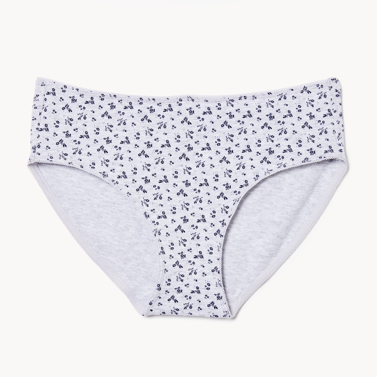 Culotte  taille basse en coton  picots - Gris