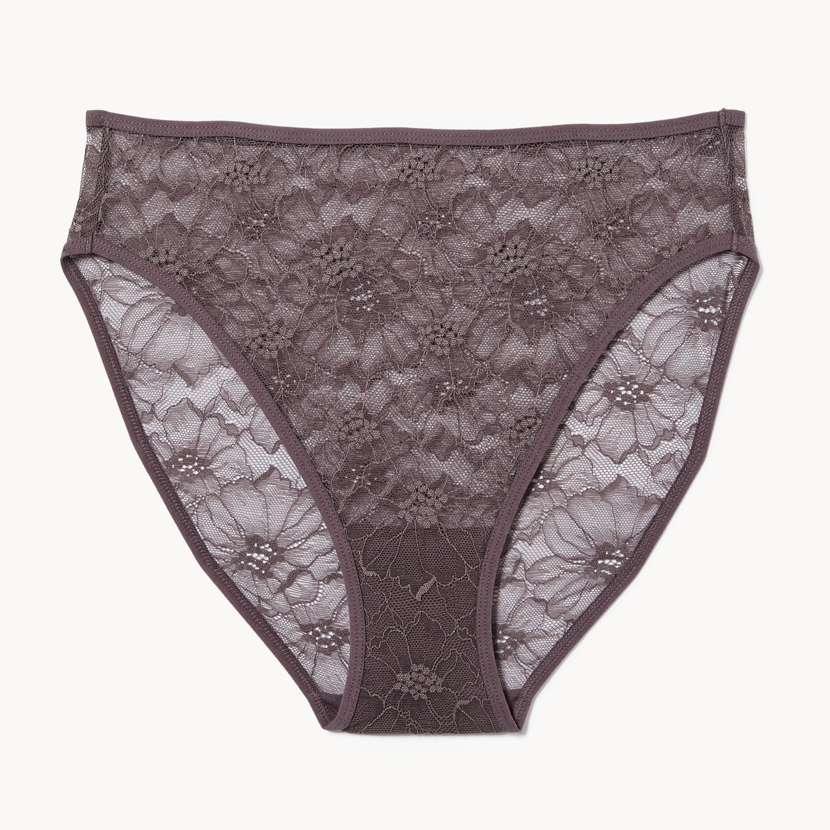 Lace High Cut Brief - Dark Taupe