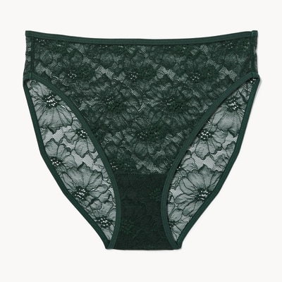 Lace High Cut Brief - Dark Green