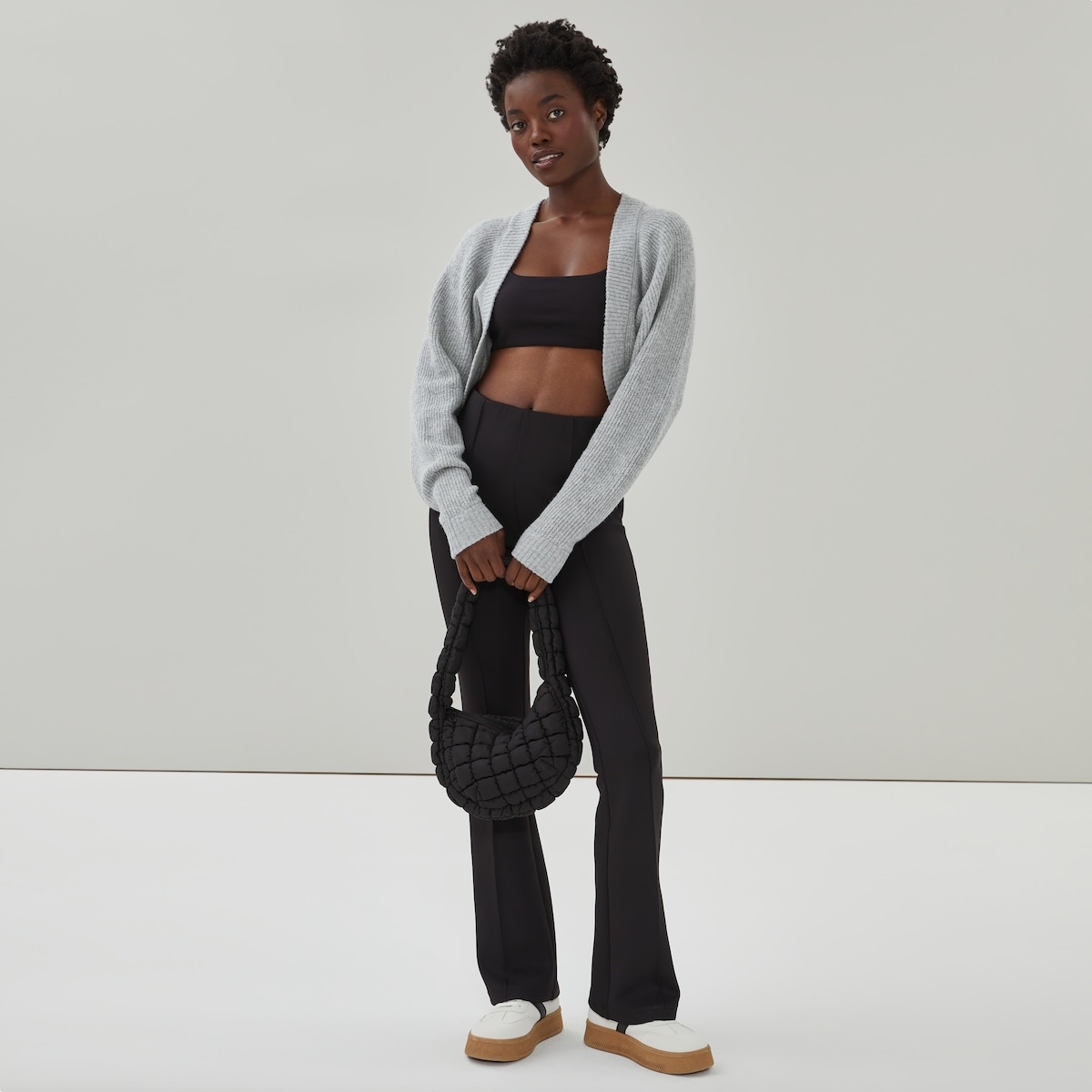 Cropped Shrug - Grey Mix