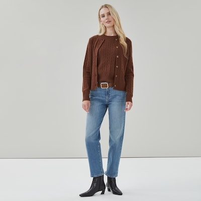 Cable Knit Cardigan - Brown