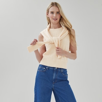 Cable Knit Sweater Tank - Ecru
