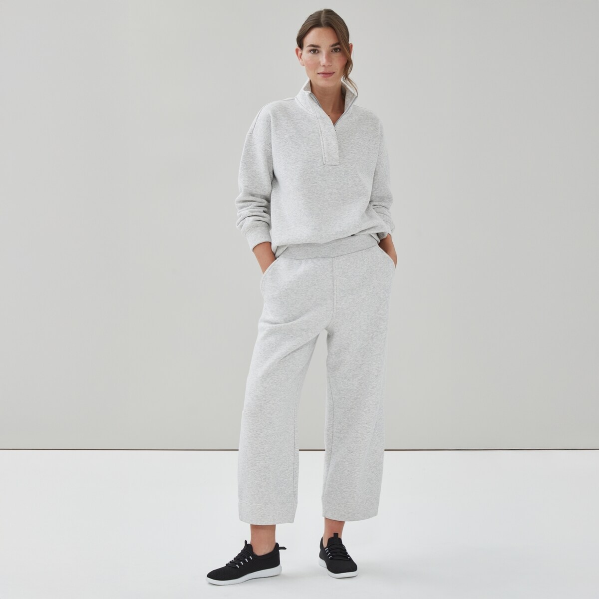 Active Barrel Leg Fleece Jogger - Light Grey Mix