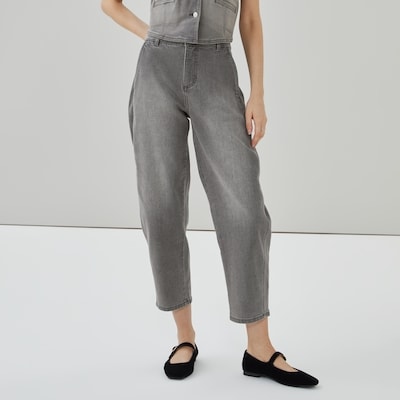 Jean à jambe tonneau gris délavé - Gris Foncé