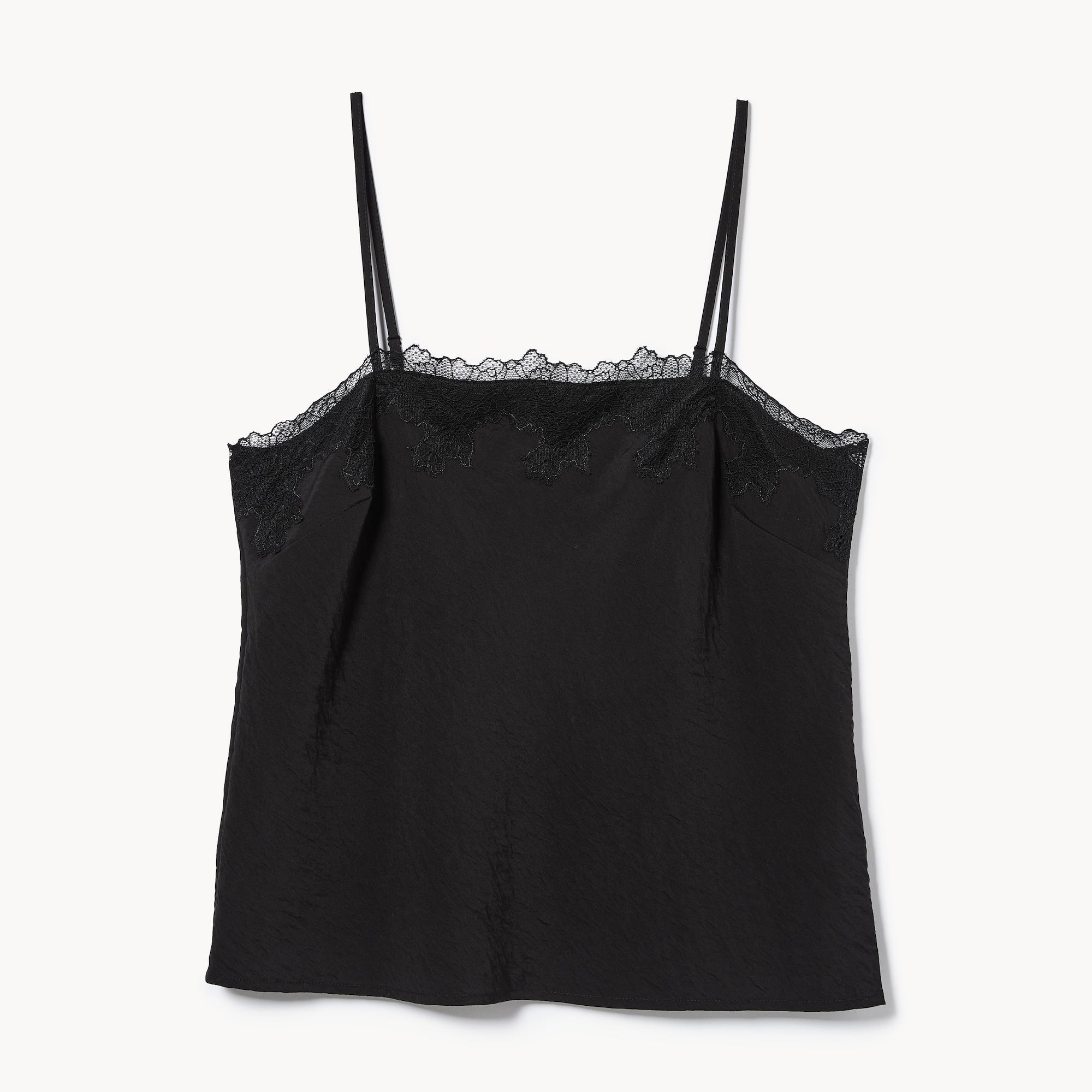 Lace Trim Satin Camisole in JF Black from Joe Fresh