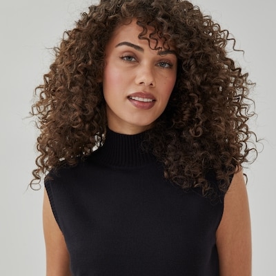 Mock Neck Sweater Tank - JF Black