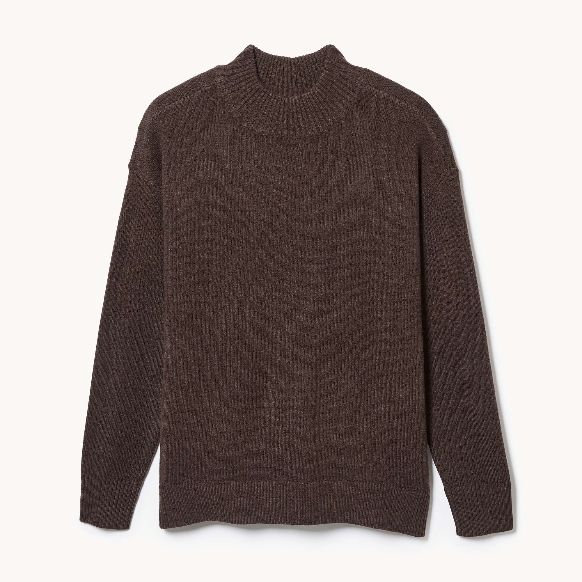 Mock Neck Knit Sweater in Dark Brown from Joe Fresh