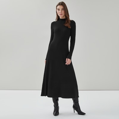 Ribbed Sweater Dress - Black