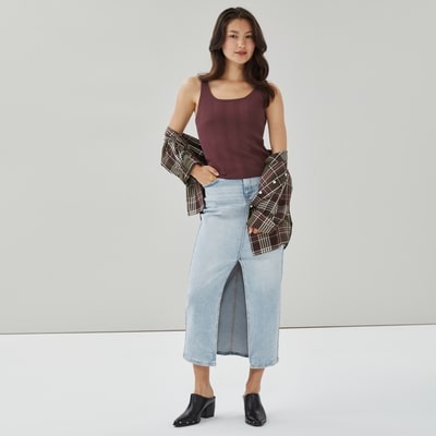 Ribbed Sweater Tank - Dark Burgundy