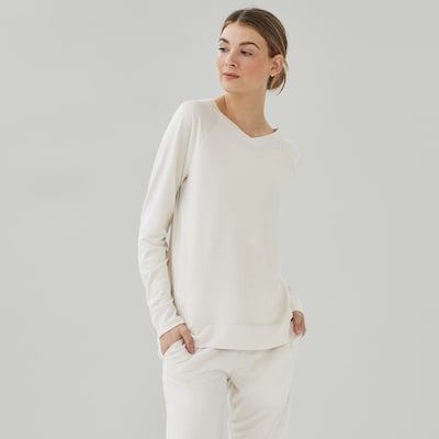 Active Terry V-Neck Pullover - Beige