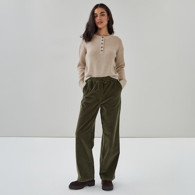 Corduroy Wide Leg Pant - Dark Olive